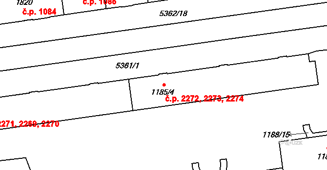 Znojmo 2272,2273,2274 na parcele st. 1185/4 v KÚ Znojmo-město, Katastrální mapa