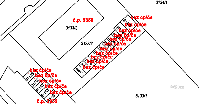 Chomutov 119278154 na parcele st. 3133/11 v KÚ Chomutov I, Katastrální mapa
