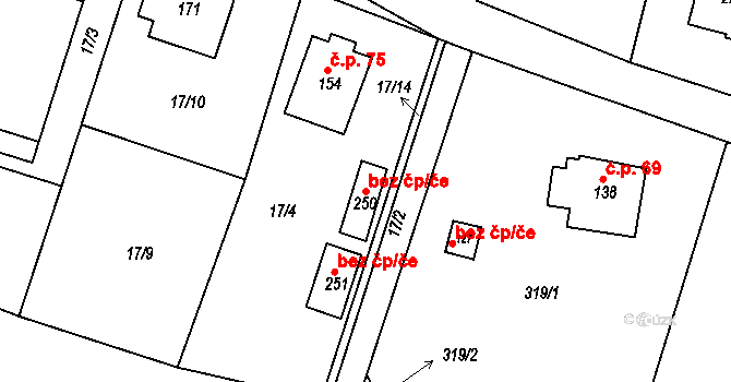 Klokočná 119504154 na parcele st. 250 v KÚ Klokočná, Katastrální mapa