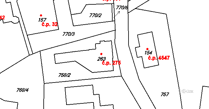 Kokonín 275, Jablonec nad Nisou na parcele st. 263 v KÚ Kokonín, Katastrální mapa