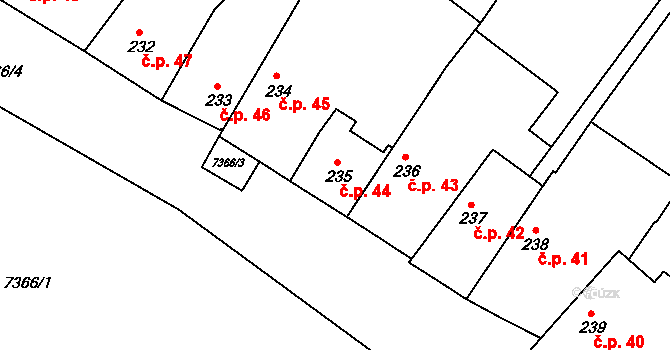 Telč-Štěpnice 44, Telč na parcele st. 235 v KÚ Telč, Katastrální mapa