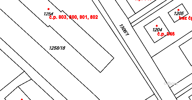 Bystřice 800,801,802,803 na parcele st. 1254 v KÚ Bystřice nad Olší, Katastrální mapa