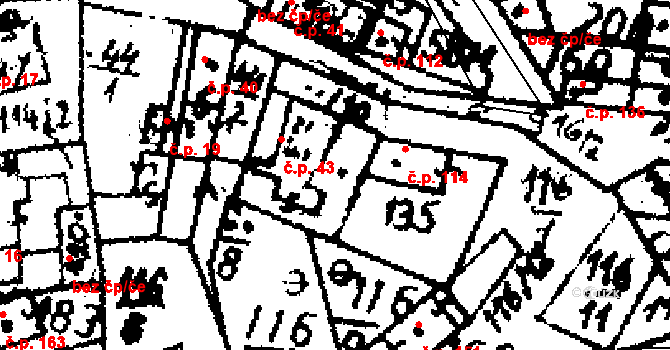 Knovíz 43 na parcele st. 57 v KÚ Knovíz, Katastrální mapa