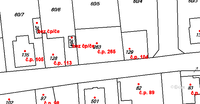Hovorčovice 265 na parcele st. 263 v KÚ Hovorčovice, Katastrální mapa
