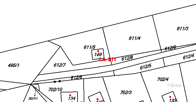 Voltýřov 211, Klučenice na parcele st. 149 v KÚ Podskalí, Katastrální mapa