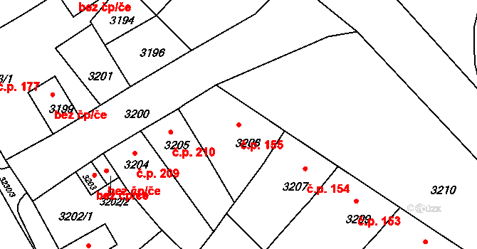 Mimoň I 155, Mimoň na parcele st. 3206 v KÚ Mimoň, Katastrální mapa