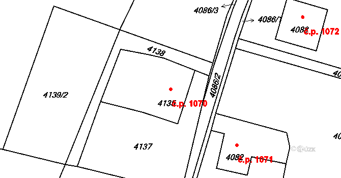 Lutyně 1070, Orlová na parcele st. 4135/1 v KÚ Horní Lutyně, Katastrální mapa