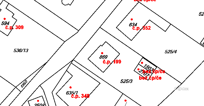 Prachatice II 199, Prachatice na parcele st. 869 v KÚ Prachatice, Katastrální mapa