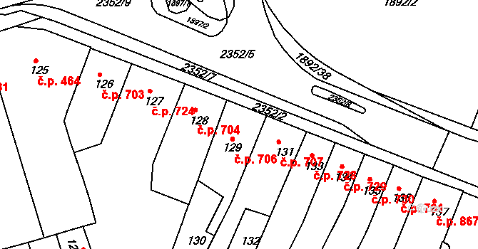 Trnovany 706, Teplice na parcele st. 129 v KÚ Teplice-Trnovany, Katastrální mapa