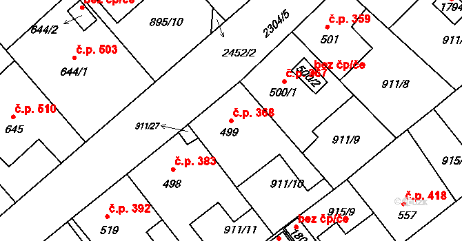 Rožmitál pod Třemšínem 368 na parcele st. 499 v KÚ Rožmitál pod Třemšínem, Katastrální mapa