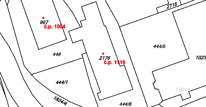 Vrchlabí 1116 na parcele st. 2176 v KÚ Vrchlabí, Katastrální mapa