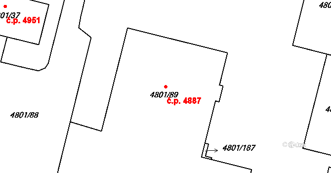Chomutov 4887 na parcele st. 4801/89 v KÚ Chomutov I, Katastrální mapa