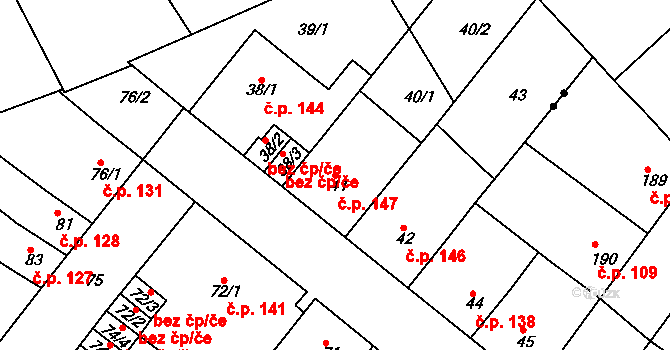 Újezdské Předměstí 147, Bílina na parcele st. 41 v KÚ Bílina-Újezd, Katastrální mapa