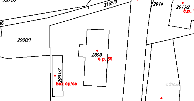 Bolevec 89, Plzeň na parcele st. 2899 v KÚ Bolevec, Katastrální mapa