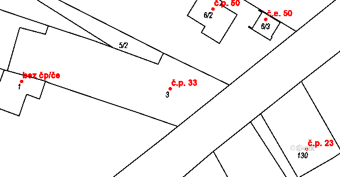 Nuzířov 33, Malhostovice na parcele st. 3 v KÚ Nuzířov, Katastrální mapa