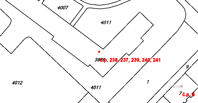 Město 237,238,239,240,241, Havířov na parcele st. 3989 v KÚ Havířov-město, Katastrální mapa