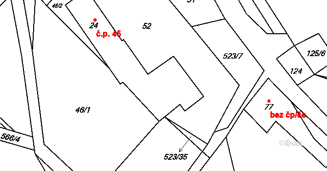 Helvíkov 45, Anenská Studánka na parcele st. 24 v KÚ Helvíkov, Katastrální mapa