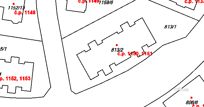Jemnice 1150,1151 na parcele st. 813/2 v KÚ Jemnice, Katastrální mapa