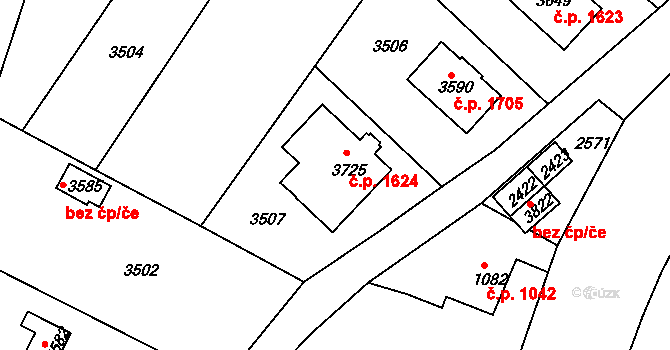Humpolec 1624 na parcele st. 3725 v KÚ Humpolec, Katastrální mapa