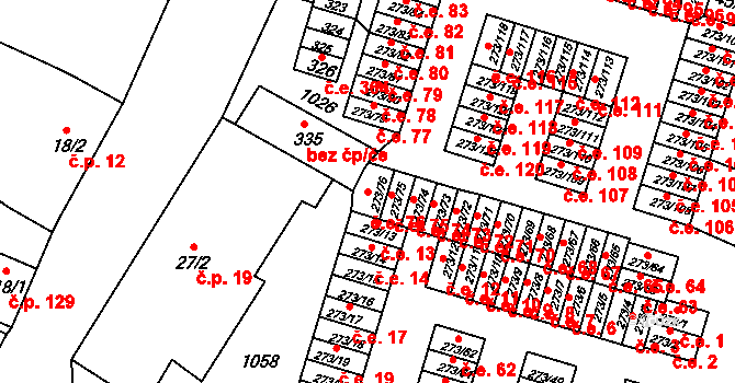 Obrnice 76 na parcele st. 273/76 v KÚ Obrnice, Katastrální mapa