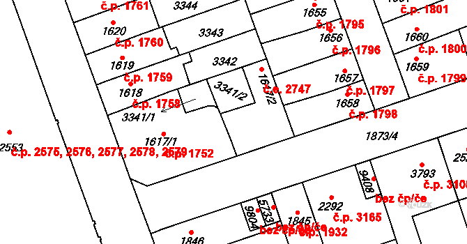 Hodonín 2747 na parcele st. 1617/2 v KÚ Hodonín, Katastrální mapa