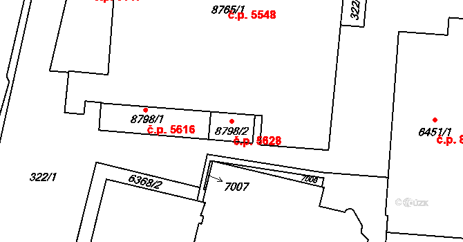 Zlín 5628 na parcele st. 8798/2 v KÚ Zlín, Katastrální mapa