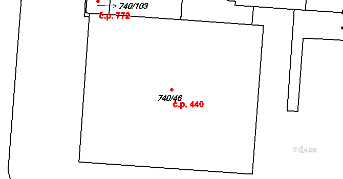 Výškovice 440, Ostrava na parcele st. 740/46 v KÚ Výškovice u Ostravy, Katastrální mapa