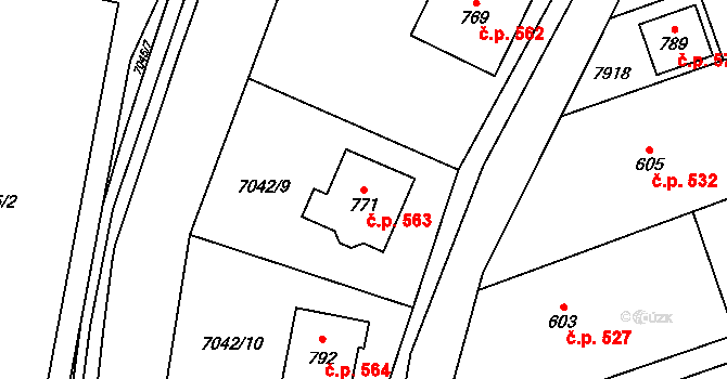 Dambořice 563 na parcele st. 771 v KÚ Dambořice, Katastrální mapa
