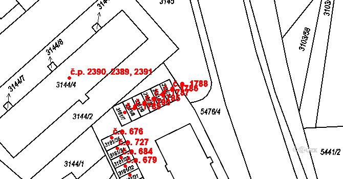 Znojmo 1788 na parcele st. 3181/12 v KÚ Znojmo-město, Katastrální mapa