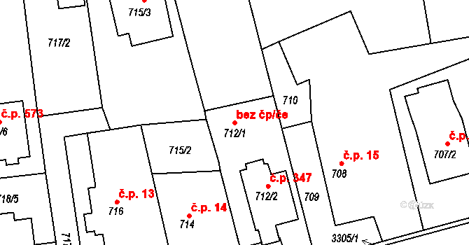 Píšť 38087154 na parcele st. 712/1 v KÚ Píšť, Katastrální mapa