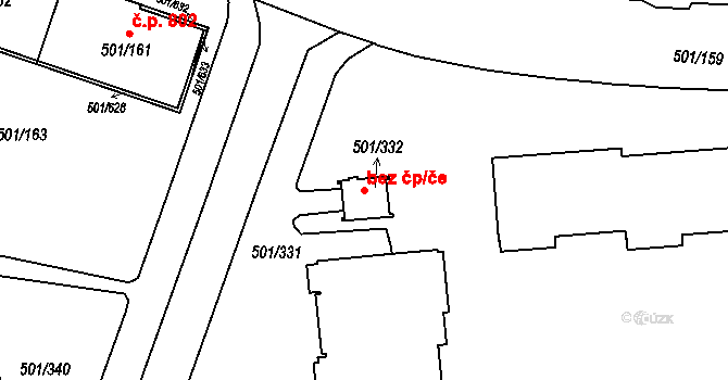 Karviná 38226154 na parcele st. 501/332 v KÚ Ráj, Katastrální mapa