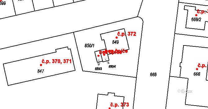 České Budějovice 41558154 na parcele st. 850/4 v KÚ České Budějovice 7, Katastrální mapa