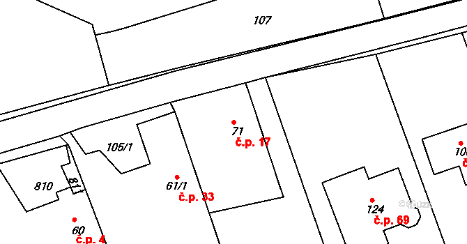 Jamnice 17, Stěbořice na parcele st. 71 v KÚ Jamnice, Katastrální mapa
