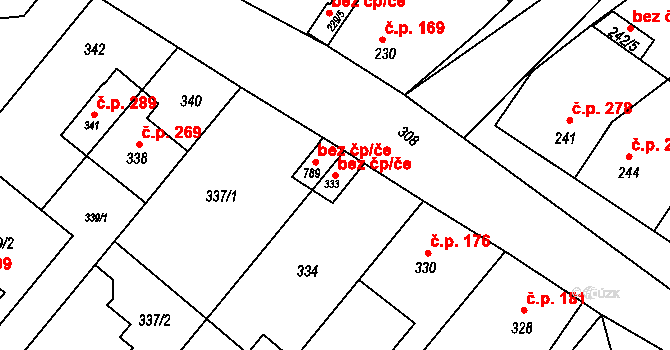 Křelov-Břuchotín 42507154 na parcele st. 333 v KÚ Křelov, Katastrální mapa