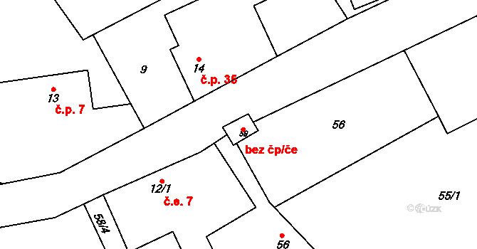 Podbrdy 43647154 na parcele st. 59 v KÚ Podbrdy, Katastrální mapa