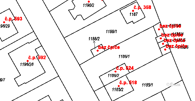 Proboštov 45134154 na parcele st. 1188/2 v KÚ Proboštov u Teplic, Katastrální mapa