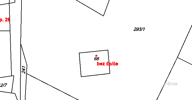 Sázava 45412154 na parcele st. 68 v KÚ Bělokozly, Katastrální mapa