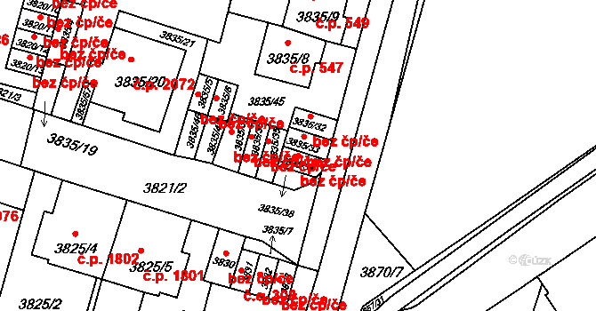 Litoměřice 50306154 na parcele st. 3835/34 v KÚ Litoměřice, Katastrální mapa