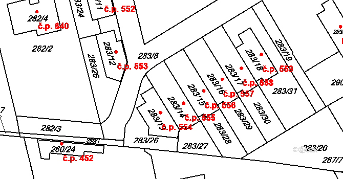 Dolní Měcholupy 555, Praha na parcele st. 283/14 v KÚ Dolní Měcholupy, Katastrální mapa