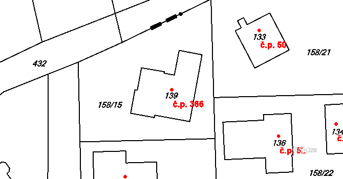 Zdiměřice 366, Jesenice na parcele st. 139 v KÚ Zdiměřice u Prahy, Katastrální mapa