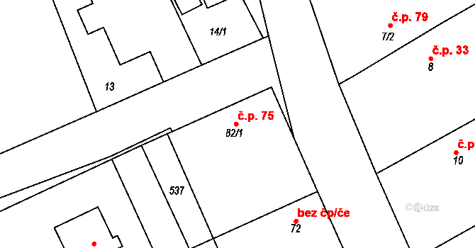 Jeníkovice 75 na parcele st. 82/1 v KÚ Jeníkovice u Choltic, Katastrální mapa