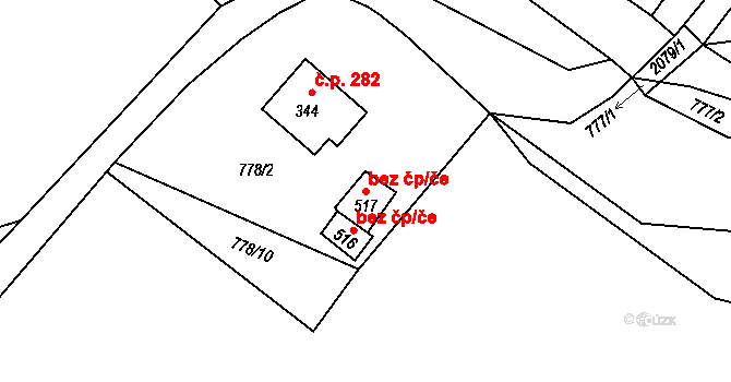 Merklín 80931154 na parcele st. 517 v KÚ Merklín u Přeštic, Katastrální mapa