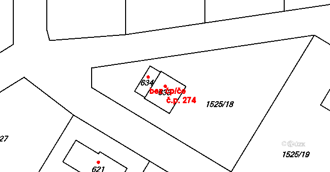 Otovice 274 na parcele st. 633 v KÚ Otovice u Karlových Var, Katastrální mapa