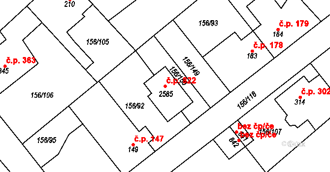 Lobeček 822, Kralupy nad Vltavou na parcele st. 2585 v KÚ Lobeček, Katastrální mapa