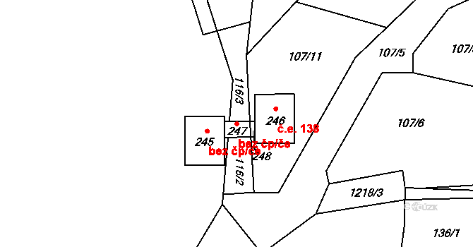 Tři Sekery 87973154 na parcele st. 247 v KÚ Chodovská Huť, Katastrální mapa