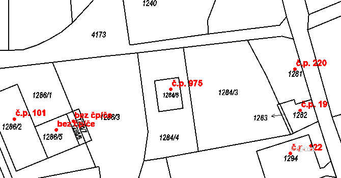 Pražské Předměstí 975, Jaroměř na parcele st. 1284/6 v KÚ Jaroměř, Katastrální mapa