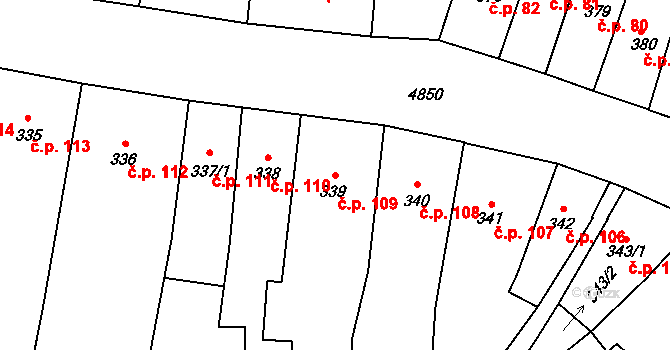 Louny 109 na parcele st. 339 v KÚ Louny, Katastrální mapa