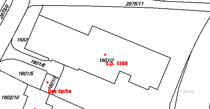 Rychnov nad Kněžnou 1388 na parcele st. 1601/2 v KÚ Rychnov nad Kněžnou, Katastrální mapa