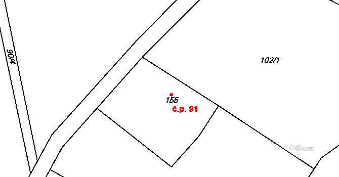 Kotouň 91, Oselce na parcele st. 155 v KÚ Kotouň, Katastrální mapa