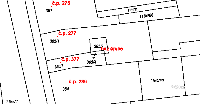 Žeravice 120970155 na parcele st. 365/3 v KÚ Žeravice u Kyjova, Katastrální mapa
